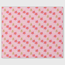 Papier d'emballage à motif étoile floral rose mign