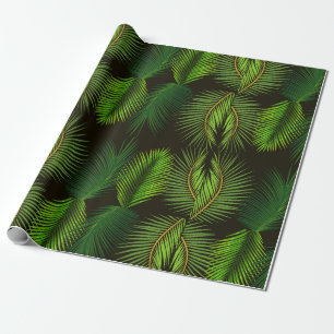 Cadeau Papier d'emballage à motif feuille de palme vert