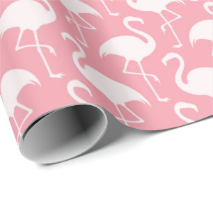 Cadeau Papier d'emballage à motif flamant rose blanc