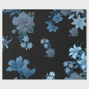 Cadeau Papier d'emballage à motif floral sarcelle foncé d