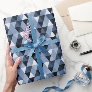 Cadeau Papier d'emballage à motif géométrique bleu