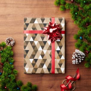 Cadeau Papier d'emballage à motif géométrique marron