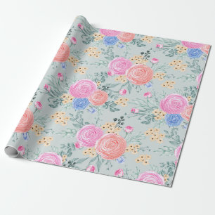 Cadeau Papier d'emballage à motifs floraux