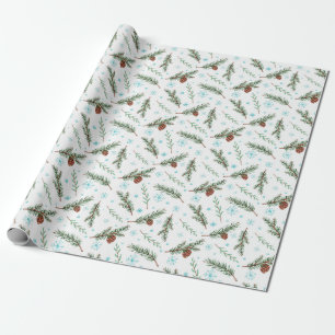 Cadeau papier d'emballage à pinecone d'hiver