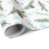 Cadeau papier d'emballage à pinecone d'hiver (Coin rond)