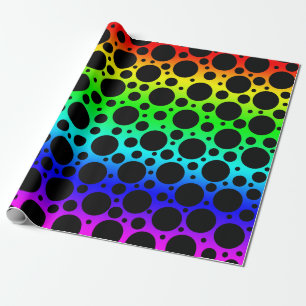 Cadeau Papier d'emballage à pois arc-en-ciel brillant