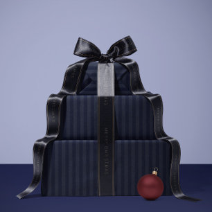 Cadeau Papier d'emballage à rayures bleu profond