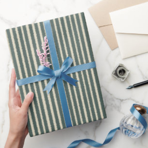 Cadeau Papier d'emballage à rayures vert foncé