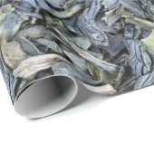 Cadeau Papier d'emballage à texture feuille de thé vert (Coin rond)