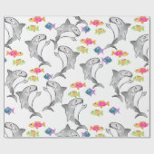 Cadeau Papier d'emballage à thème pour enfants de requins (Plat)