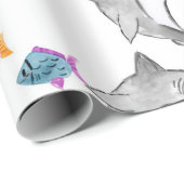 Cadeau Papier d'emballage à thème pour enfants de requins (Coin rond)
