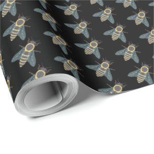 Cadeau Papier d'emballage Abeille à miel (noire)