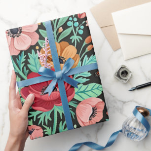 Cadeau Papier d'emballage abstrait bohème floral papillon