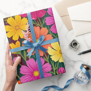 Cadeau Papier d'emballage abstrait bohème floral papillon