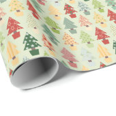 Cadeau Papier d'emballage abstrait d'arbres de Noël (Coin rond)