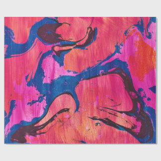 Cadeau Papier d'emballage abstrait ébruité rouge bleu Val