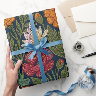 Cadeau Papier d'emballage abstrait fleurs et papillons in