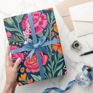 Cadeau Papier d'emballage abstrait indien floral papillon