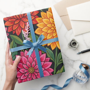 Cadeau Papier d'emballage abstrait papillon Dahlia mexica
