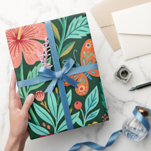 Cadeau Papier d'emballage abstrait scandinave à motif d'h