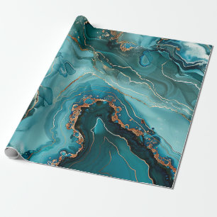 Cadeau Papier d'emballage Agate sarcelle