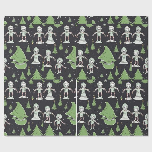 Cadeau papier d'emballage Alien Noël (Couture)