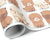 Cadeau papier d'emballage alpaga mignon (Coin rond)