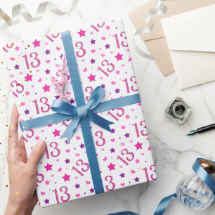 Cadeau Papier d'emballage anniversaire pailleté 13 ans