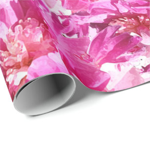 Cadeau Papier d'emballage aquarelle de pivoines rose vif