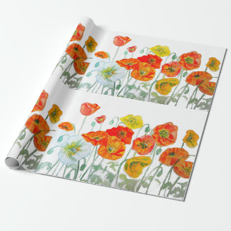 Cadeau Papier d'emballage aquarelle Fête des Coquelicots