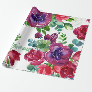 Cadeau Papier d'emballage - Aquarelle Motif Floral
