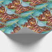 Cadeau Papier d'emballage aquarelle PAPILLON D'OR SUR FON (Coin)