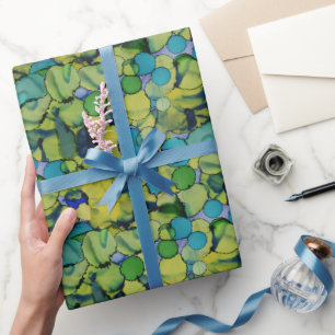 Cadeau Papier d'emballage aquarelle verte sarcelle bleue
