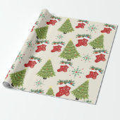 Cadeau Papier d'emballage Arbre de Noël, Bas et Flocon de (Déroulé)