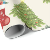 Cadeau Papier d'emballage Arbre de Noël, Bas et Flocon de (Coin rond)