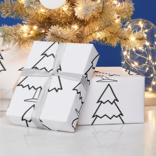 Cadeau Papier d'emballage Arbre de Noël blanc avec garnit