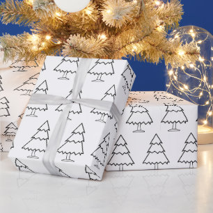 Cadeau Papier d'emballage Arbre de Noël blanc avec garnit