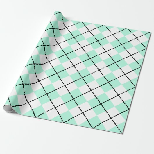 Cadeau Papier d'emballage Argyle Menthe (Déroulé)