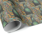 Cadeau papier d'emballage art déco paon (Coin rond)