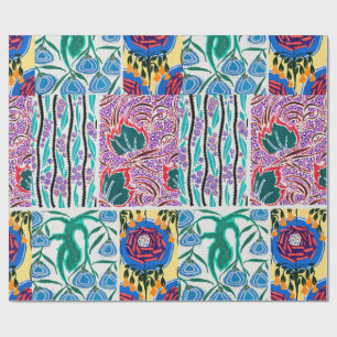 Cadeau Papier d'emballage Art nouveau à motifs floraux co