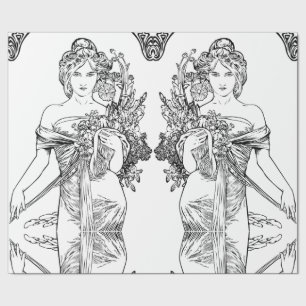 Cadeau Papier d'emballage Art nouveau Alphonse Mucha