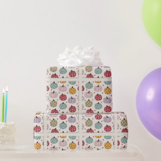Cadeau Papier d'emballage automnal citrouille pastel