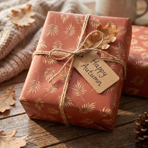 Cadeau Papier d'emballage aux feuilles d'automne en terre