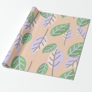 Cadeau papier d'emballage aux feuilles pastel