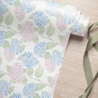 Papier d'emballage aux hortensias floraux pastel