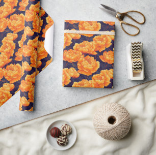 Cadeau Papier d'emballage aux pivoines vintage artistique