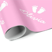 Cadeau Papier d'emballage avec empreintes de pieds de béb (Coin rond)