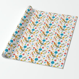 Cadeau Papier d'emballage avec motif de gecko coloré
