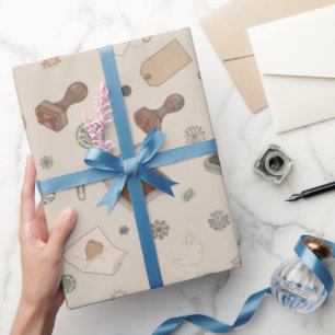 Cadeau Papier d'emballage avec tampon en caoutchouc botan