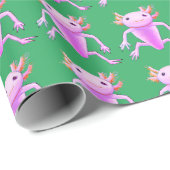 Cadeau papier d'emballage aXolotl vert (Coin rond)